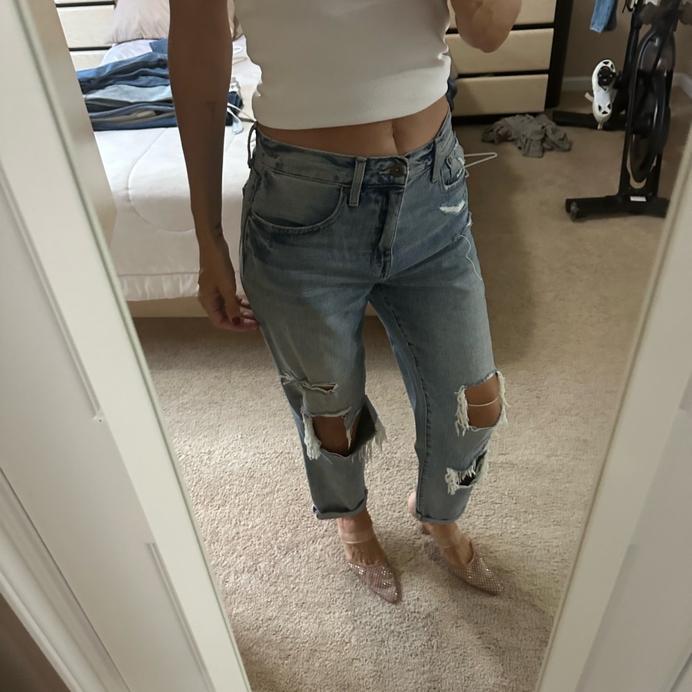 Pistola distressed jeans with rips high rise
